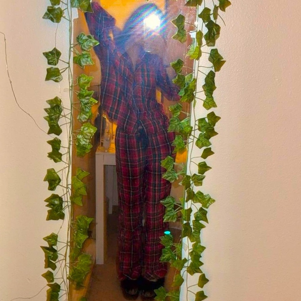 Victoria's Secret red and green plaid pajama set
